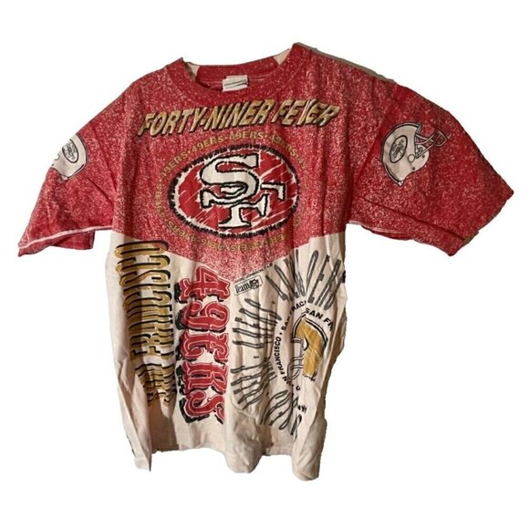 VTG Magic Johnson T's Men's San Fransisco 49ers All Over Print 90s T-shirt Sz L - Picture 1 of 5